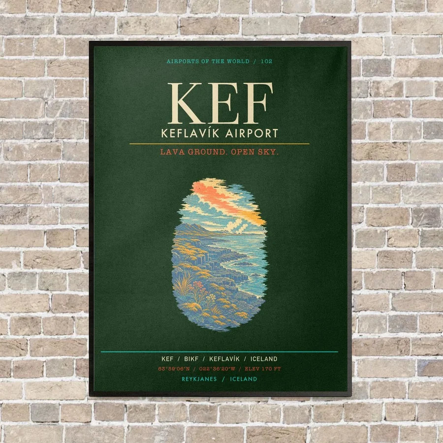 Keflavik Airport KEF - Canvas Framed - Dark Green