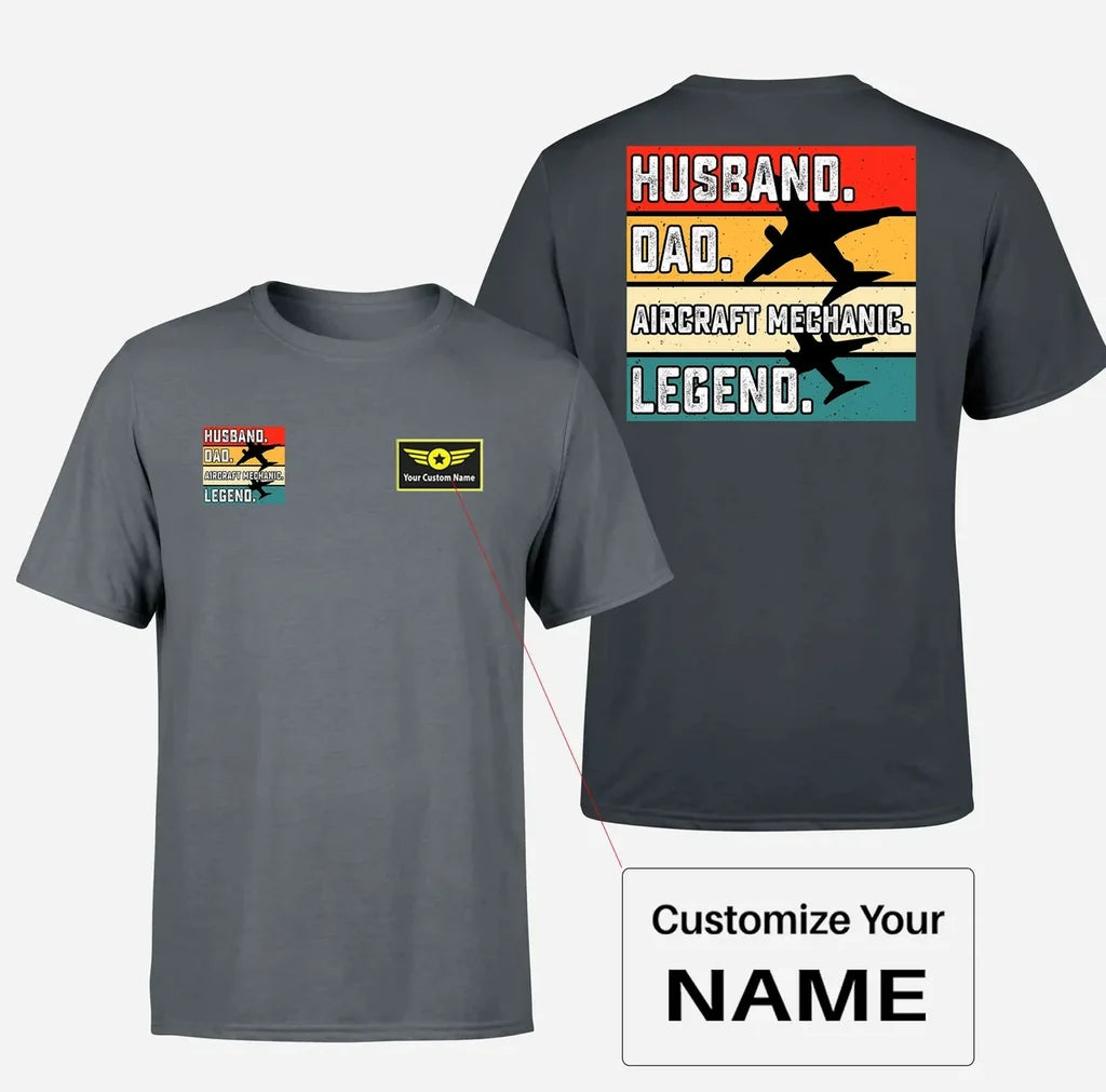 Husband & Dad & Aircraft Mechanic & Legend Designed Double-Side T-Shirts - view 11