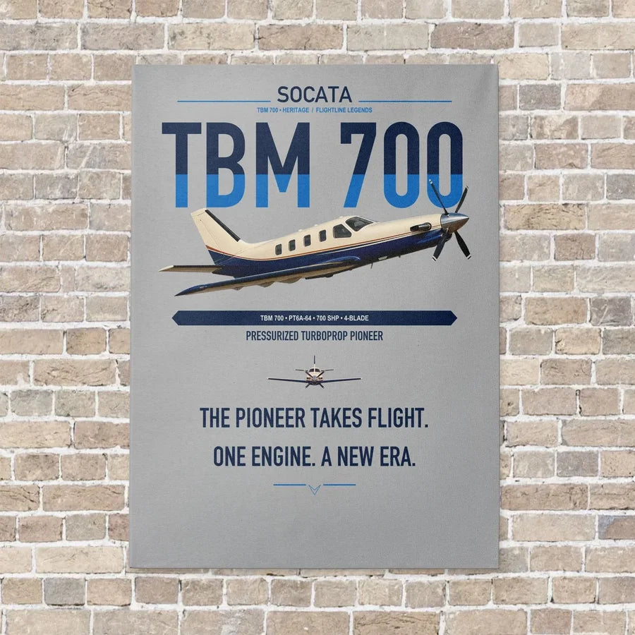 Socata TBM 700 vertical canvas print - no frame - light gray background