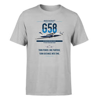 Thumbnail for Beechcraft Baron G58 design on light gray t-shirt, single-side print