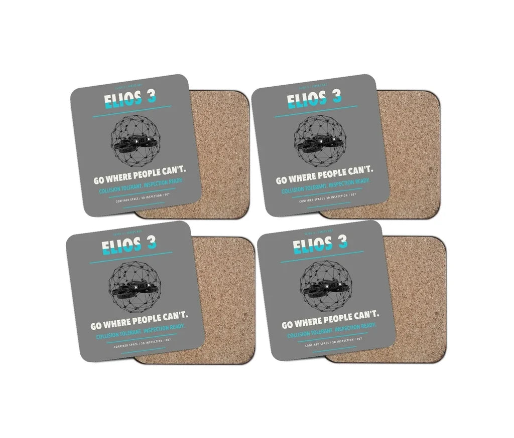 Flyability Elios 3 design on gray 4 pieces set coaster