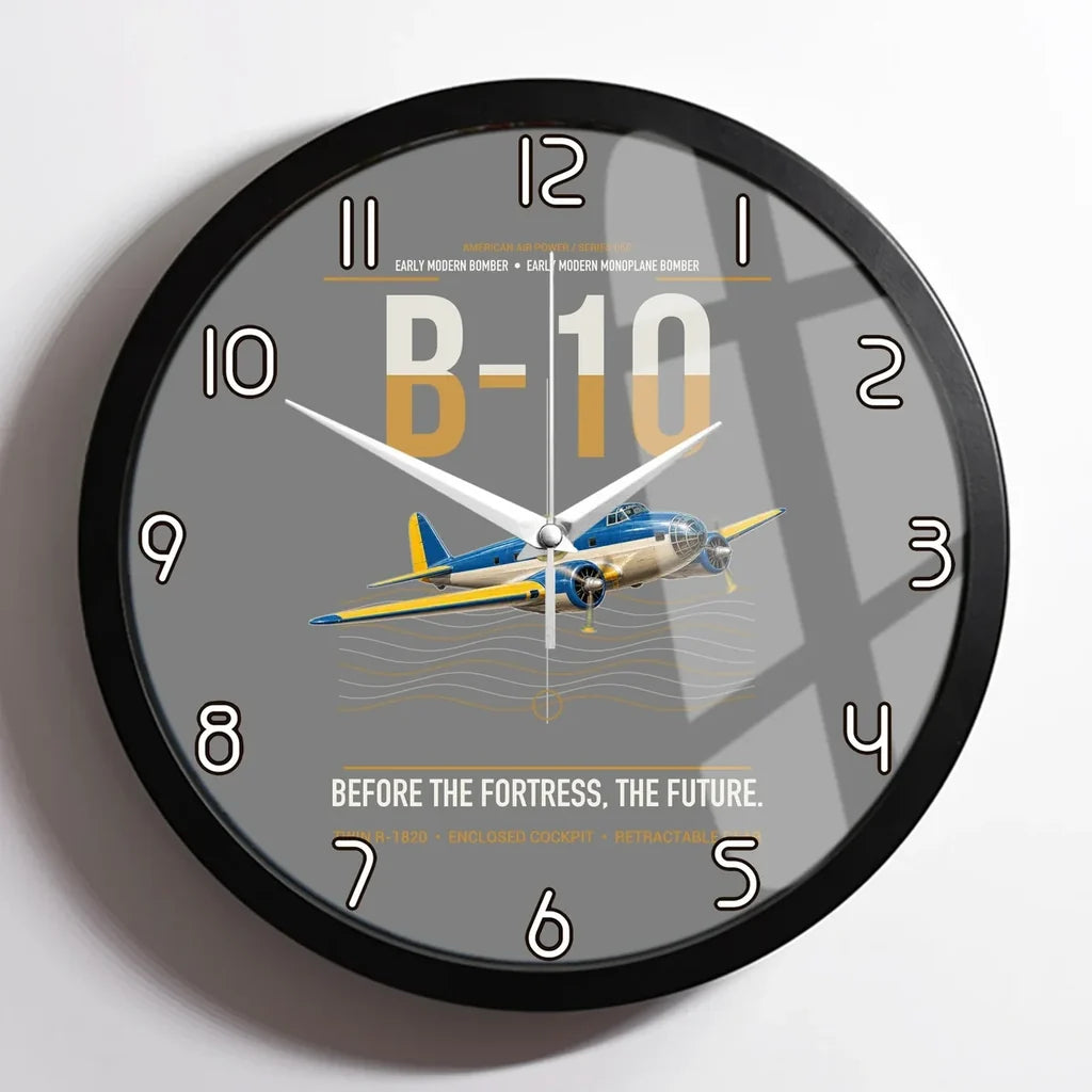 Martin B-10 design on gray framed wall clock