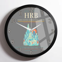 Thumbnail for Harbin Taiping International Airport (HRB) design on gray framed wall clock