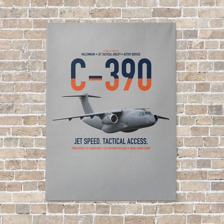 C-390 Millennium vertical canvas print - no frame - light gray background