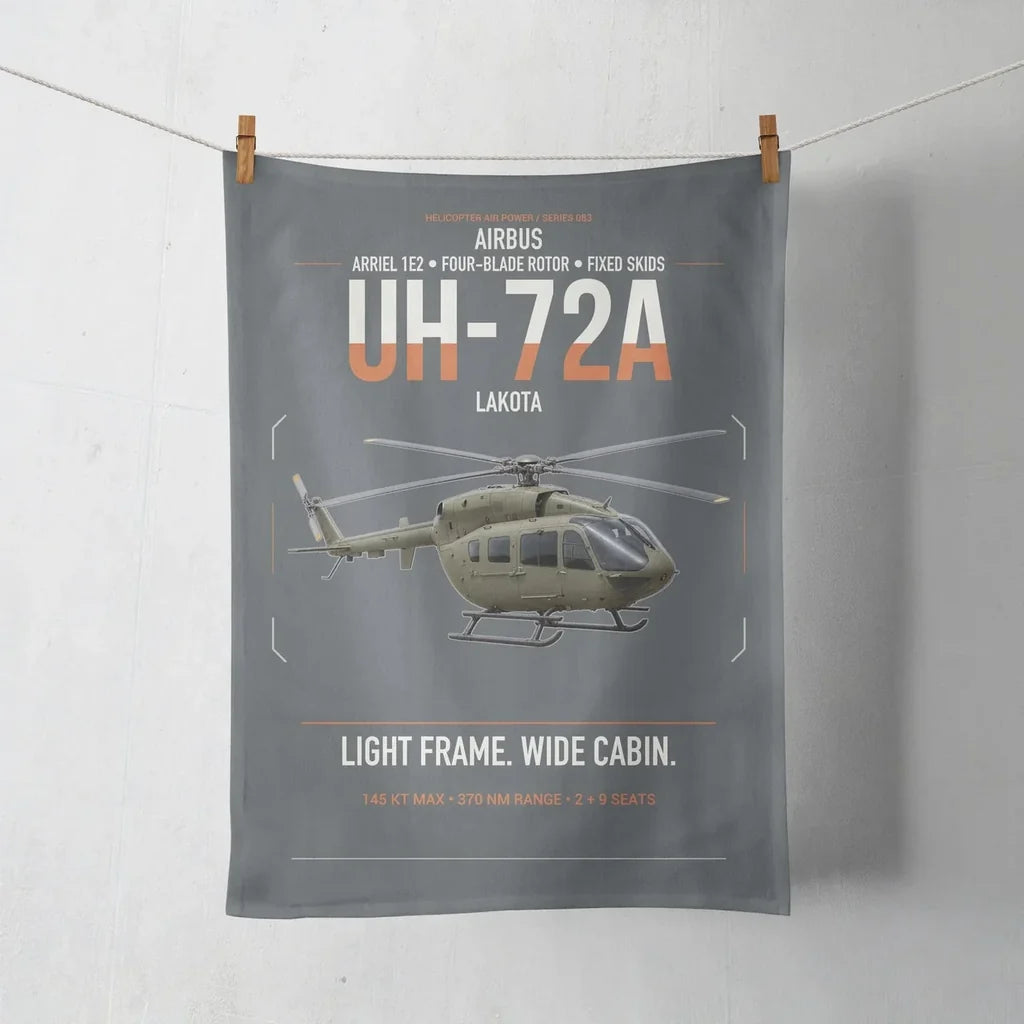 Airbus UH-72A Lakota design on gray towel