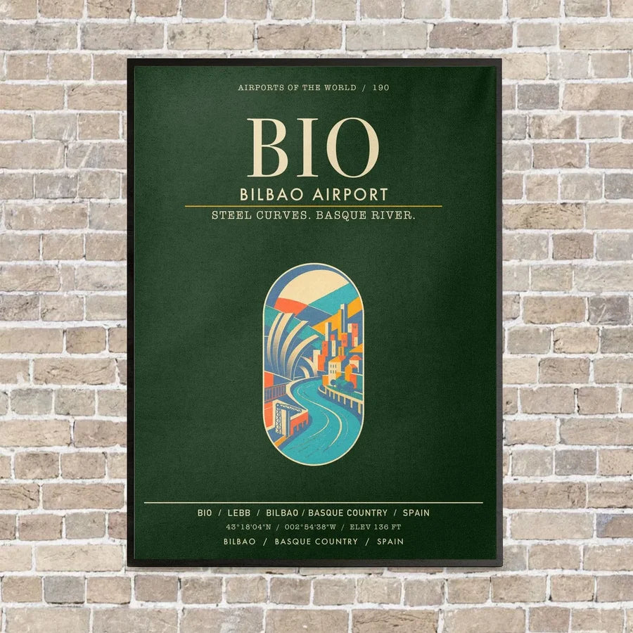 Bilbao Airport BIO - Canvas Framed - Dark Green