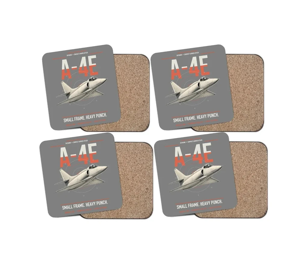 A-4E Skyhawk design on gray 4 pieces set coaster