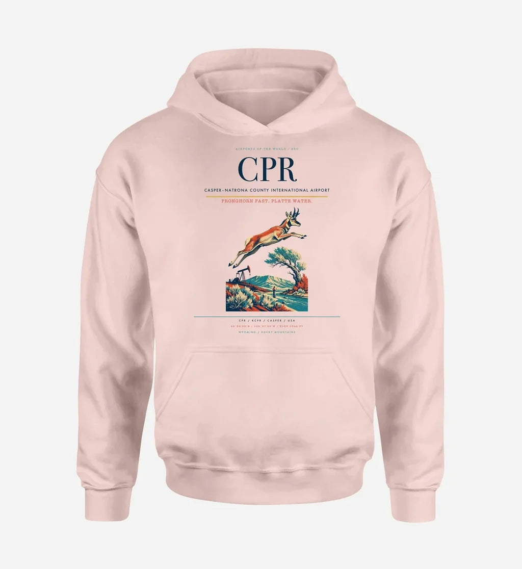 Casper–Natrona County International Airport (CPR) design on pink hoodie single-side print