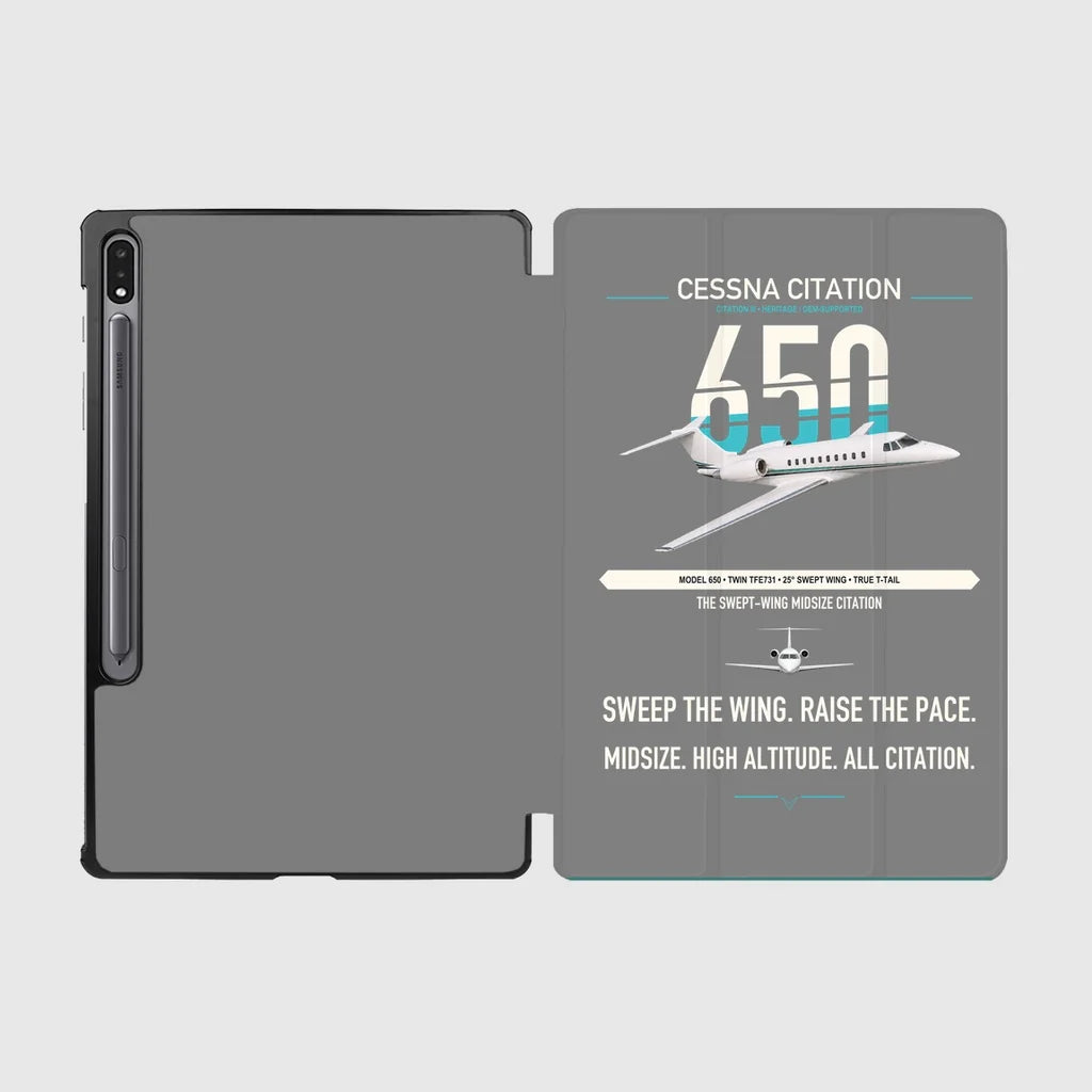 Cessna Citation 650 - Citation III design on gray samsung tablet tablet case