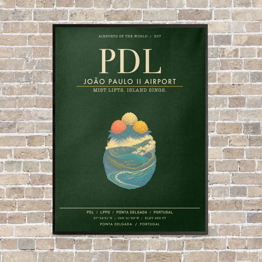 Joao Paulo II Airport PDL - Canvas Framed - Dark Green