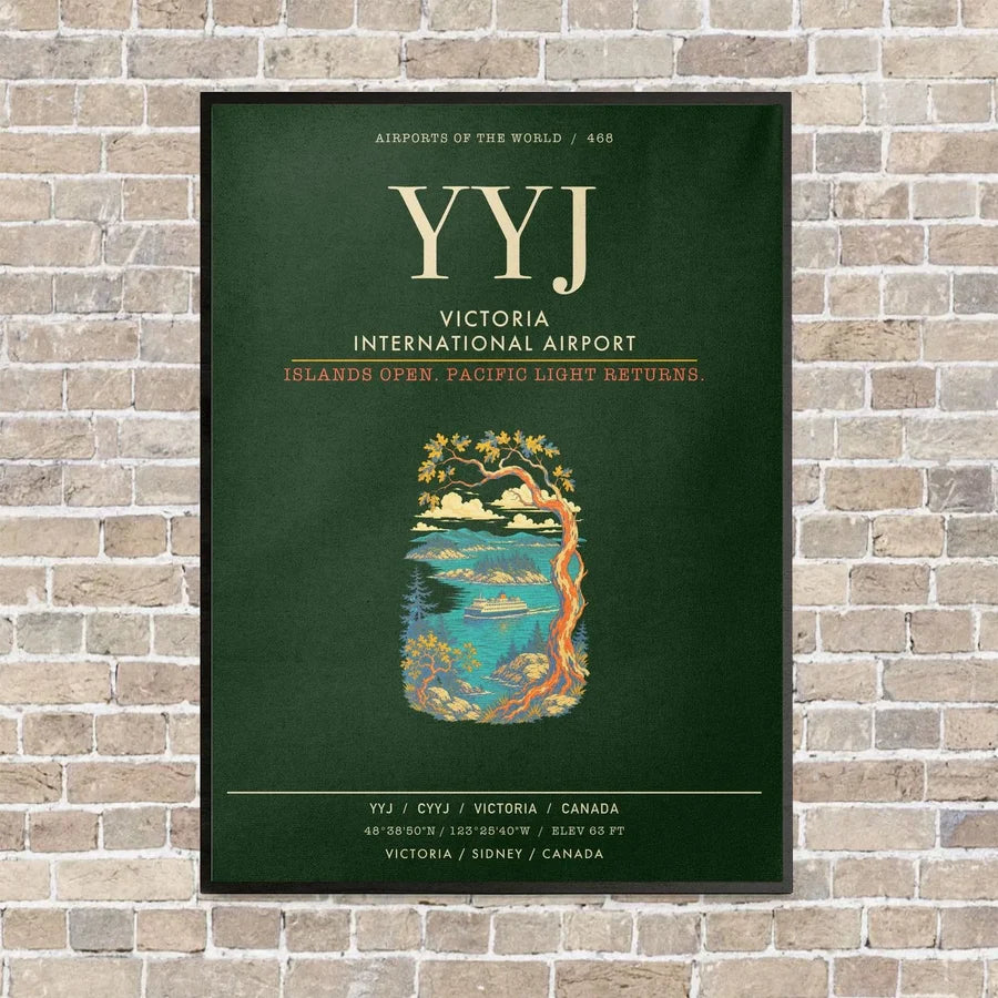 Victoria International Airport YYJ - Canvas Framed - Dark Green