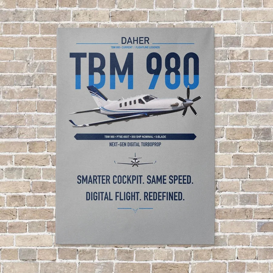 Daher TBM 980 vertical canvas print - no frame - light gray background