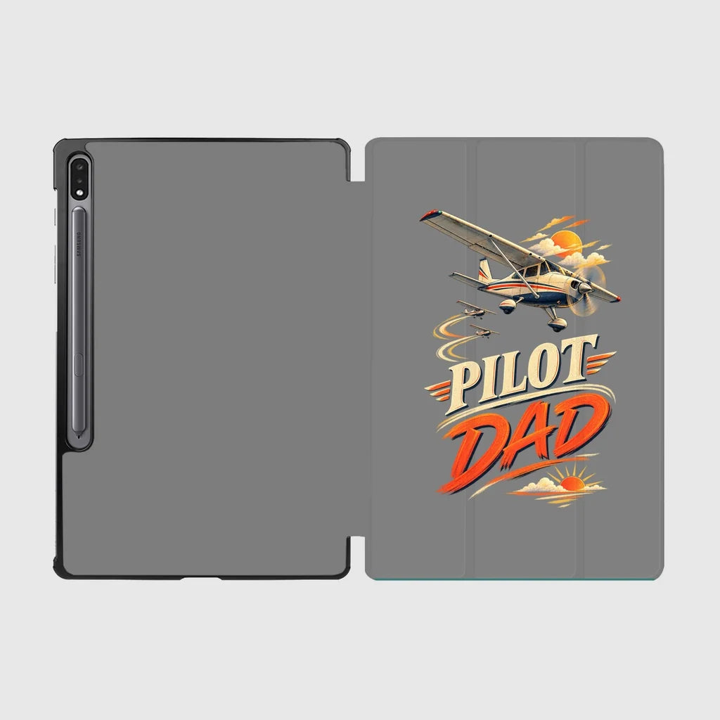 Pilot Dad design on gray samsung tablet tablet case