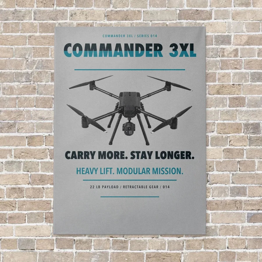 Draganfly Commander 3XL vertical canvas print - no frame - light gray background