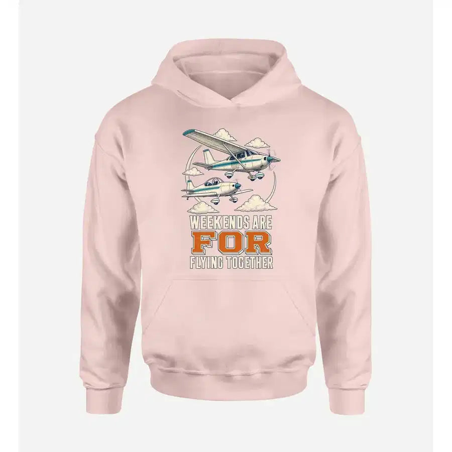 SIGNAL 544 - Weekends Are For Flying Together design on pink hoodie single side