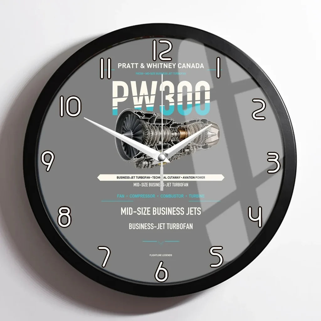 PW300 design on gray framed wall clock