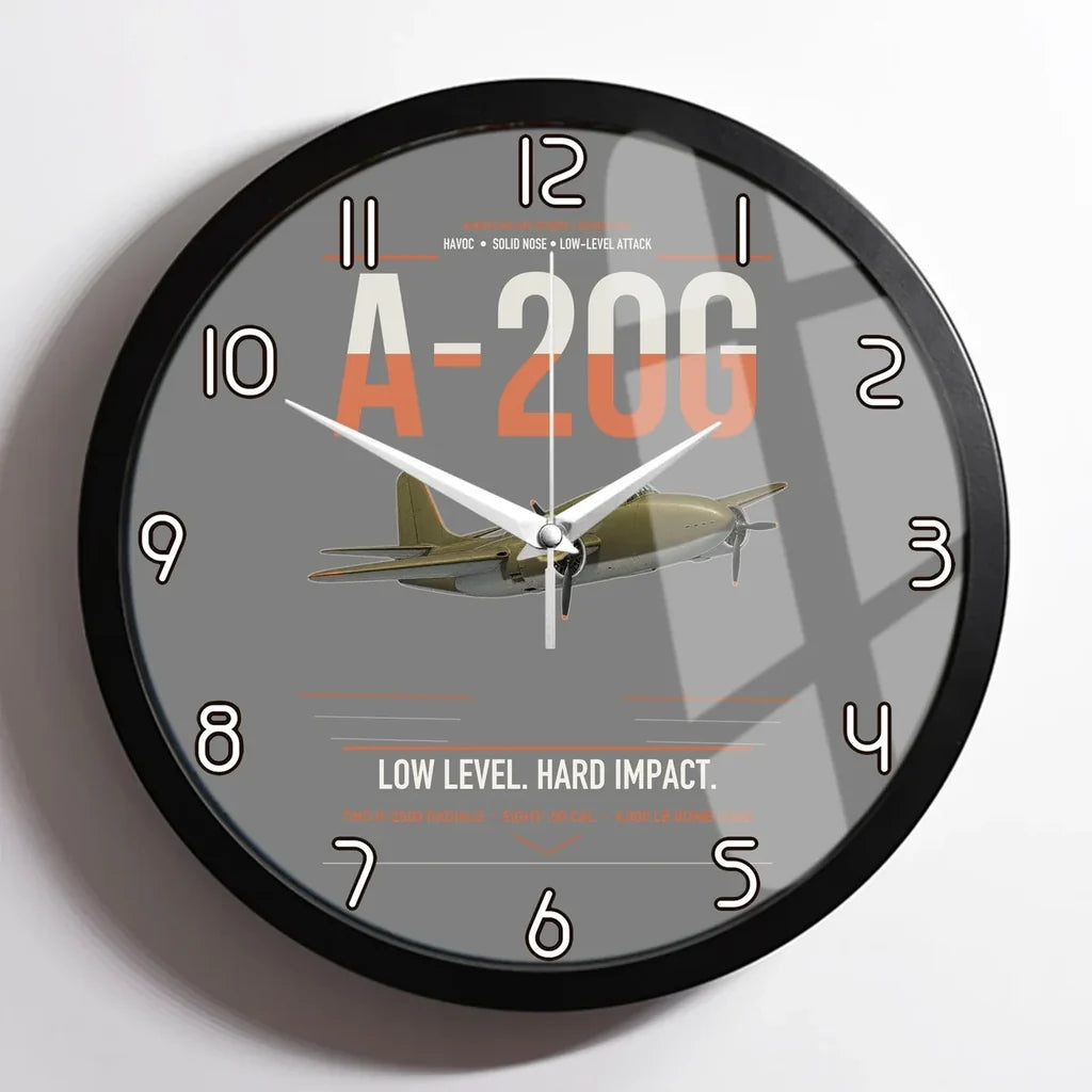 A-20G Havoc design on gray framed wall clock