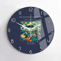 Thumbnail for VINTAGE G4129 - The Moonport Neighbors - Designed Wall Clocks design on navyblue no-frame