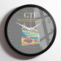 Thumbnail for Great Falls International Airport (GTF) design on gray framed wall clock