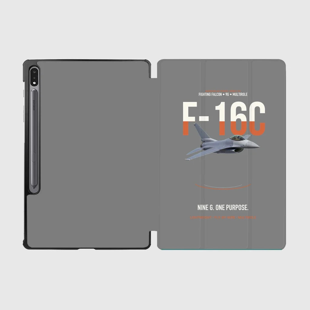 F-16C Fighting Falcon Nine G One Purpose design on gray samsung tablet tablet case