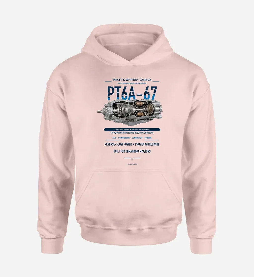 PT6A-67 design on pink hoodie single side
