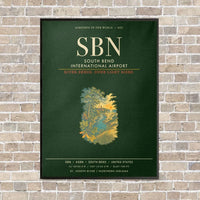 Thumbnail for South Bend International Airport SBN - Canvas Framed - Dark Green