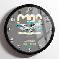 Thumbnail for Cessna 182 Skylane design on gray framed wall clock