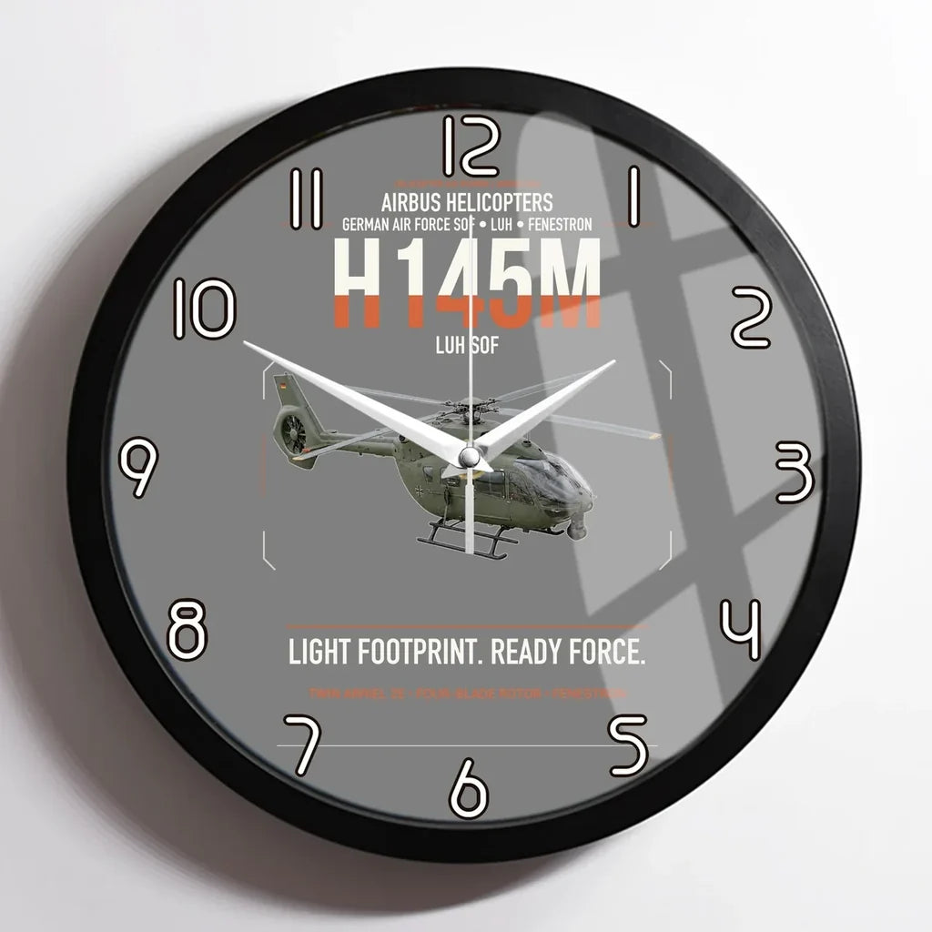 Airbus Helicopters H145M LUH SOF design on gray framed wall clock
