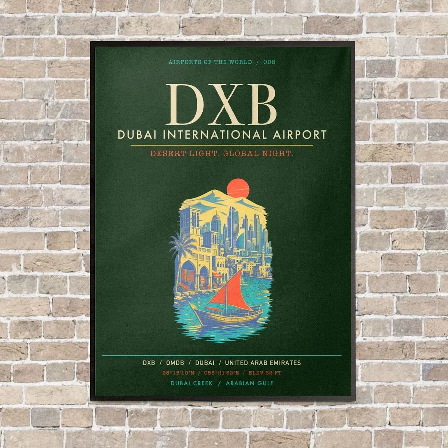 Dubai International Airport DXB - Canvas Framed - Dark Green