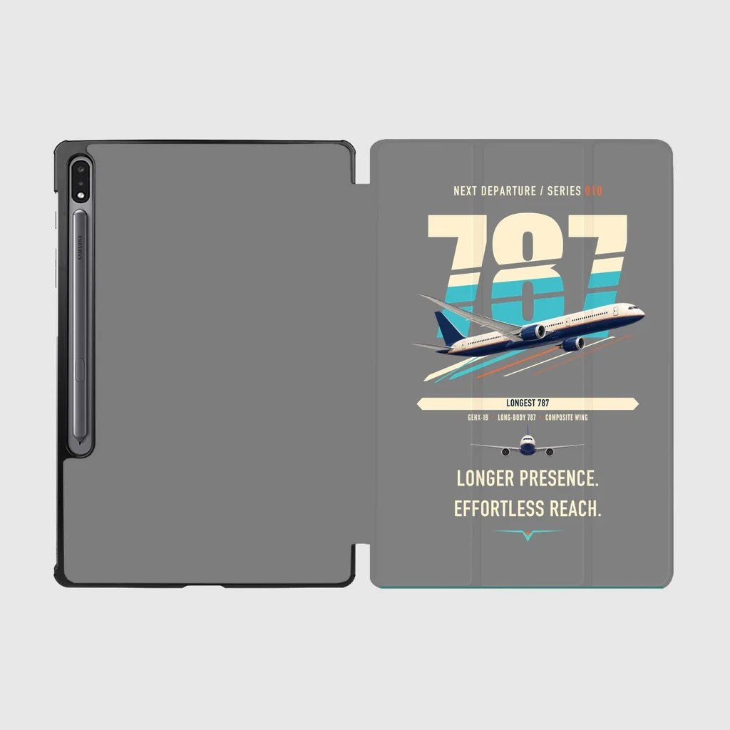 Boeing 787-10 Dreamliner design on gray samsung tablet tablet case