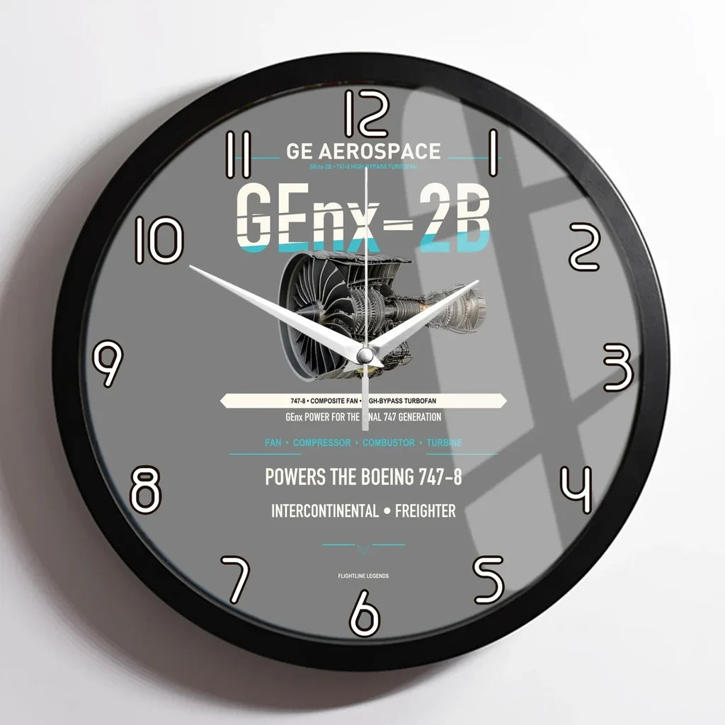 GEnx-2B design on gray framed wall clock