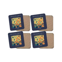 Thumbnail for The Flying Circus - Designed Coasters design on navy blue 4-pieces-set