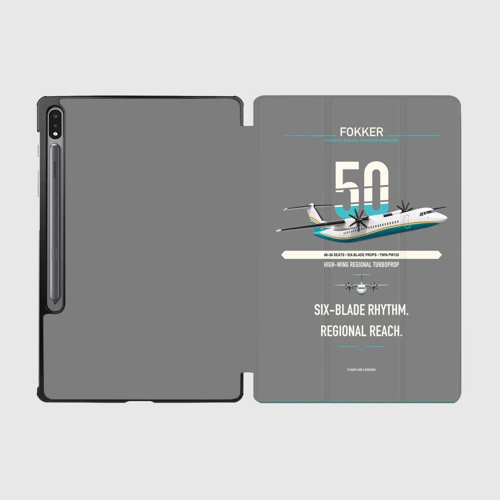 Fokker 50 design on gray samsung tablet tablet case