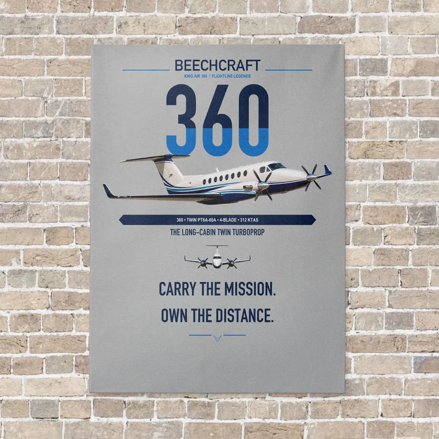 Beechcraft King Air 360 vertical canvas print - no frame - light gray background