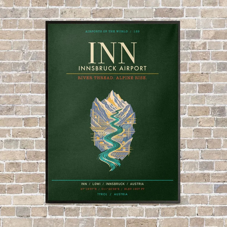Innsbruck Airport INN - Canvas Framed - Dark Green
