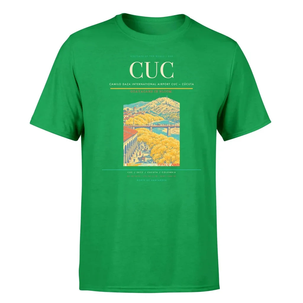 Camilo Daza International Airport (CUC) T-Shirt single-side front print in Green | camilo-daza-international-airport-cuc-double-side-t-shirt