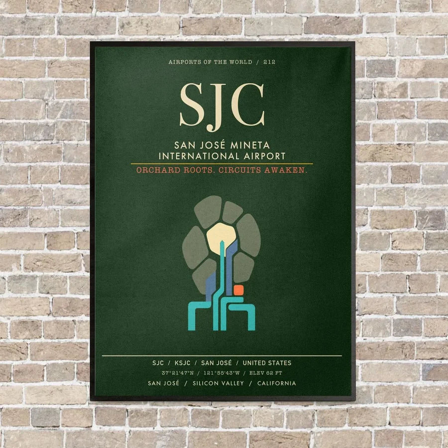 San Jose Mineta International Airport SJC - Canvas Framed - Dark Green