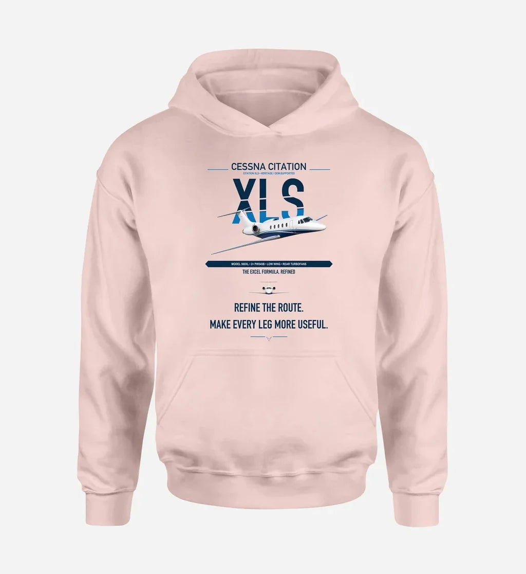 Cessna Citation XLS design on pink double-side hoodie, single-side print