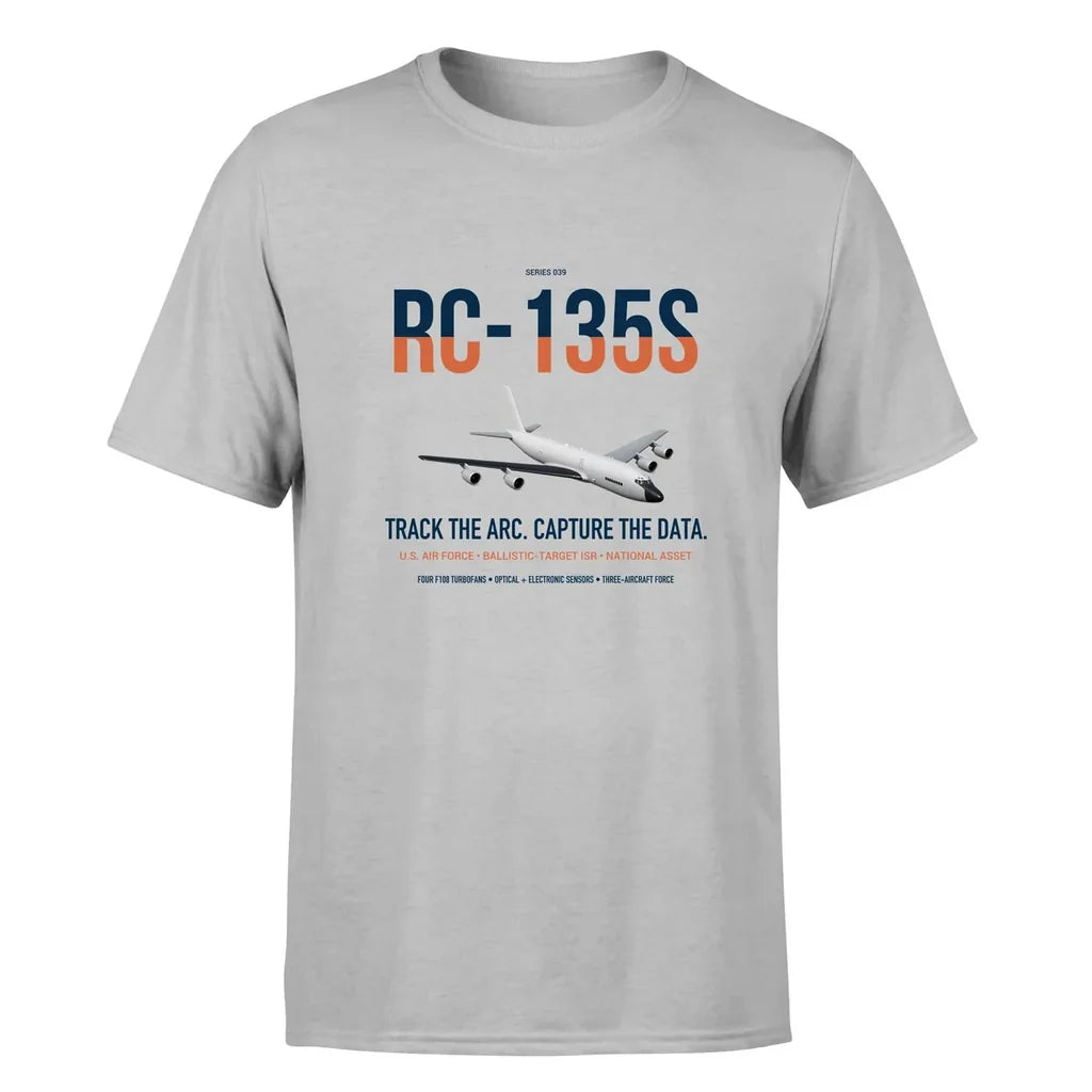 RC-135S Cobra Ball design on light gray double-side t-shirt, single-side print