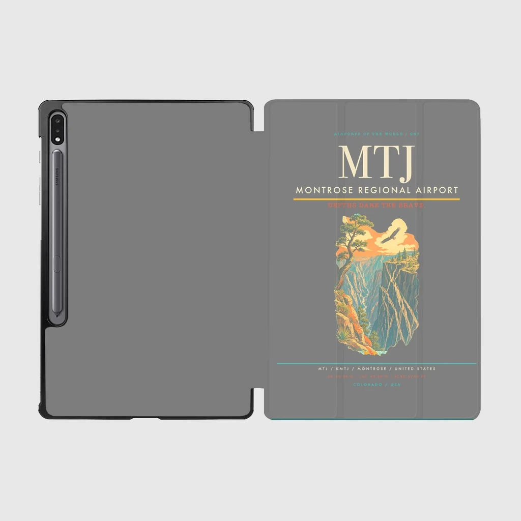 Montrose Regional Airport (MTJ) design on gray samsung tablet tablet case