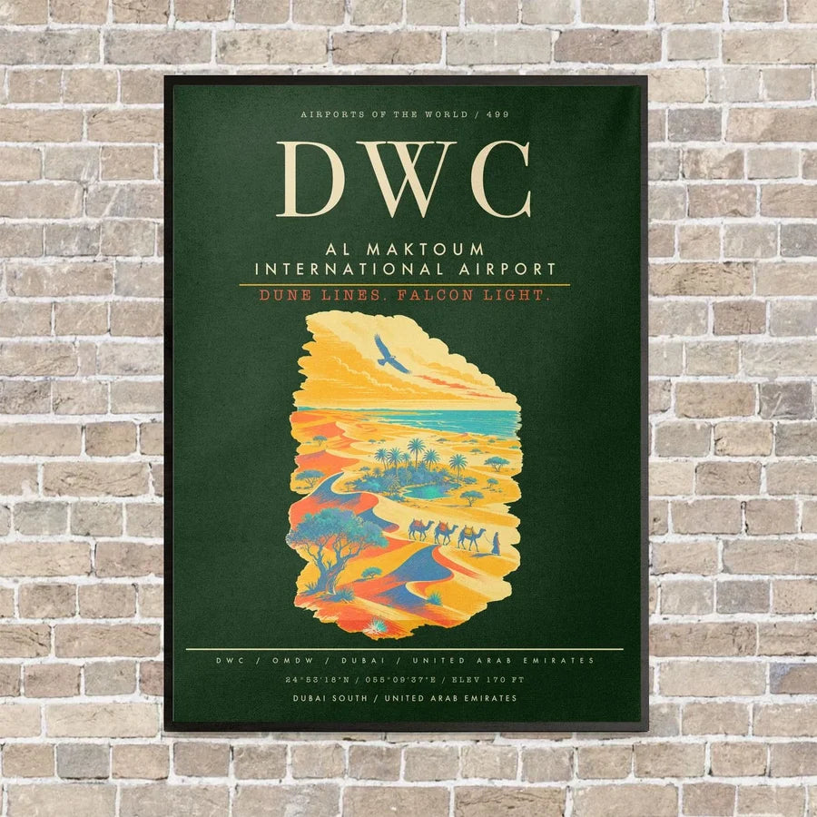 Al Maktoum International Airport DWC - Canvas Framed - Dark Green