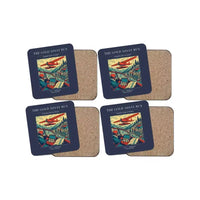 Thumbnail for The Gold Assay Run - Designed Coasters design on navy blue 4-pieces-set