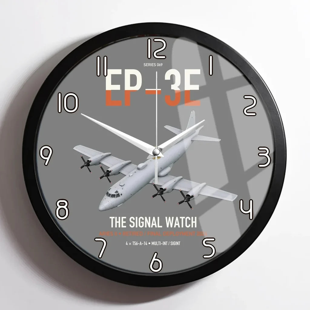 EP-3E ARIES II design on gray framed wall clock