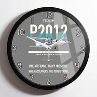 Thumbnail for Tecnam P2012 Traveller design on gray framed wall clock