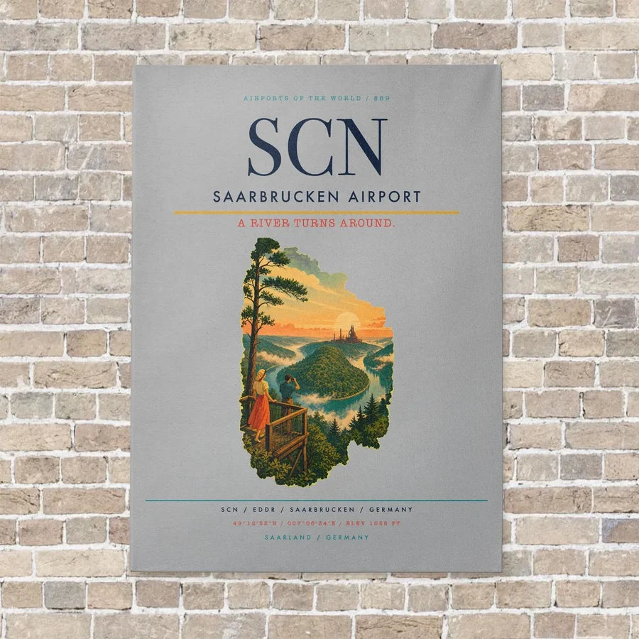 Saarbrucken Airport SCN vertical canvas print - no frame - light gray background