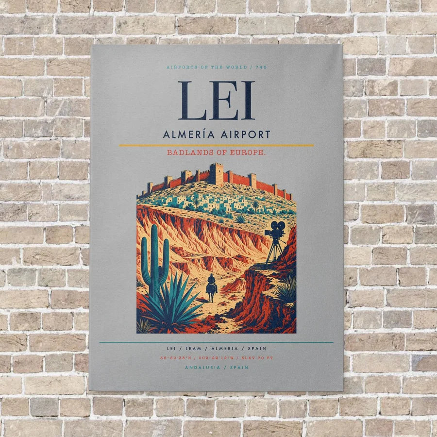 Almería Airport LEI vertical canvas print - no frame - light gray background