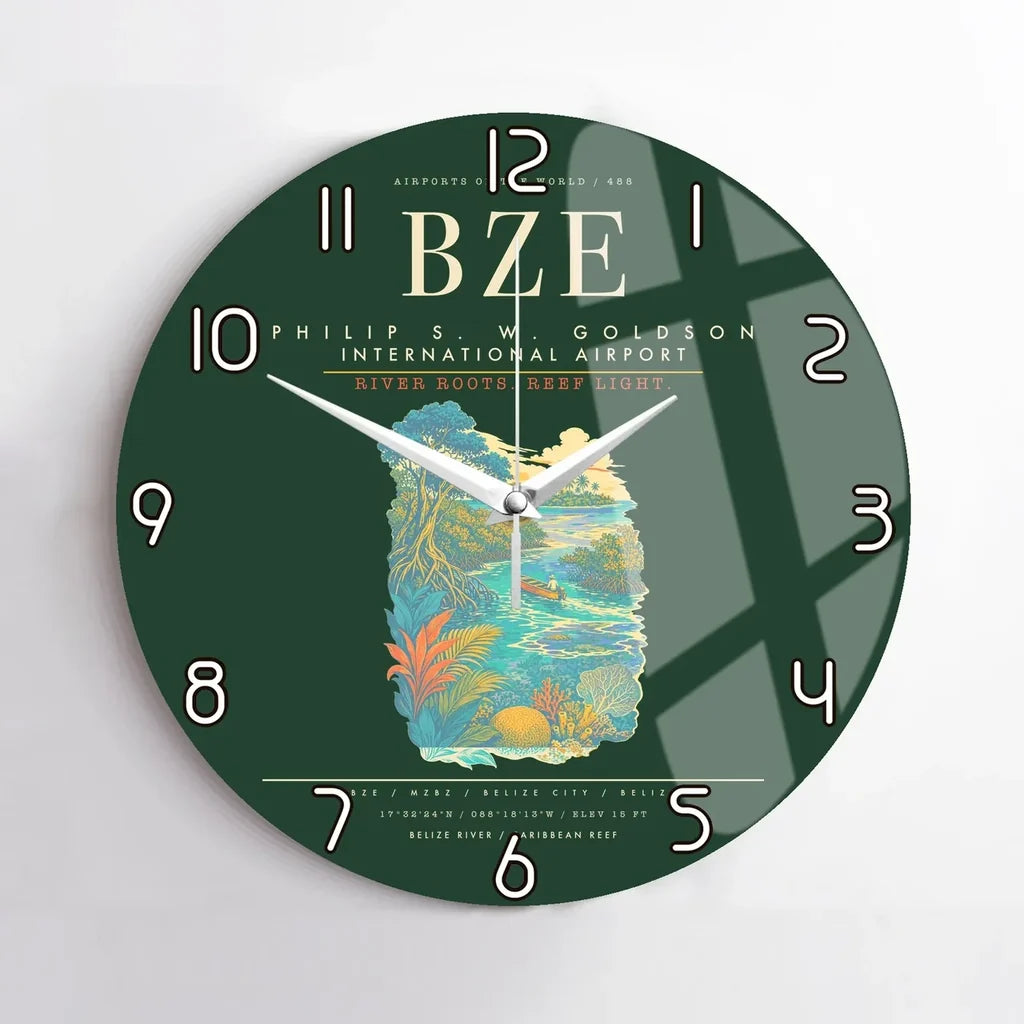 Philip S. W. Goldson International Airport BZE Wall-Clock No-Frame - Dark Green