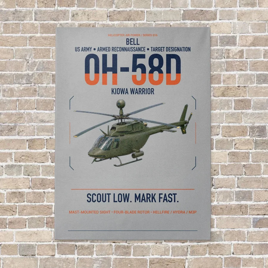 Bell OH-58D Kiowa Warrior vertical canvas print - no frame - light gray background
