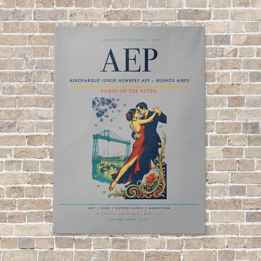 Aeroparque Jorge Newbery AEP — Buenos Aires vertical canvas print - no frame - light gray background