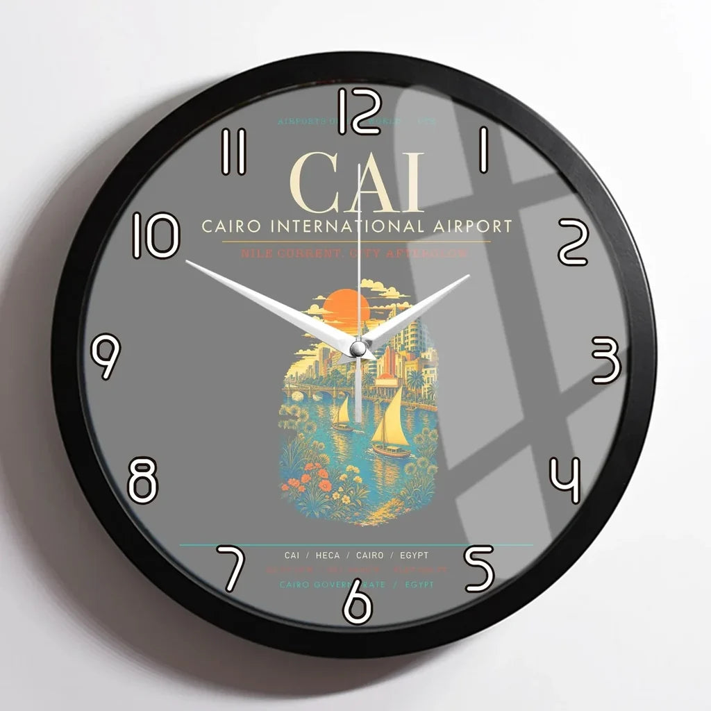 Cairo International Airport CAI Wall-Clock Framed - Gray